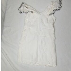 J. Crew White Mini Dress‎ Eyelet Ruffle Sleeves Women's Size 0
